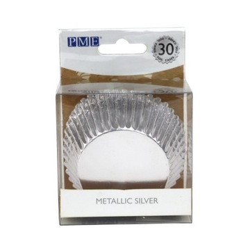 Metaliczne papilotki na muffinki 50mm SREBRNE 30szt
