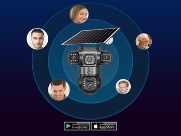 KAMERA SOLARNA WIFI ZEWNĘTRZNA TRZY OBIEKTYWY HD 3X3MP OBROTOWA HEELLY