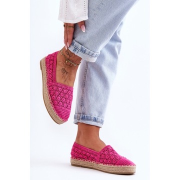 Różowe Tkanina Buty Damskie Espadryle PG1 r.37