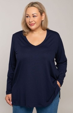 Granatowa bluzka basic z wiskozy PLUS SIZE r48-62