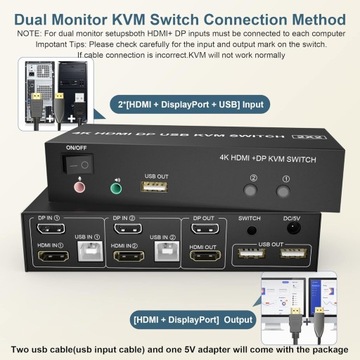 ПЕРЕКЛЮЧАТЕЛЬ KVM ПЕРЕКЛЮЧАТЕЛЬ HDMI 2 РАЗДЕЛИТЕЛЯ 4 ПОРТА