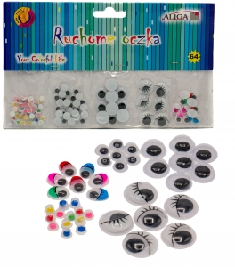 Ruchme oczka oczy samoprzylepne mix małe duże 136