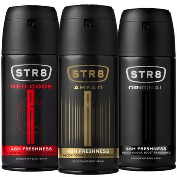 STR8 ZESTAW MIX RED CODE ORIGINAL AHEAD Dezodorant męski w aerozolu 3x150ml
