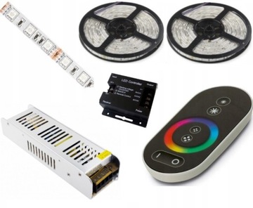 ZESTAW 15m TASMA LED RGB 5050 PILOT DOTYKOWY ZASIL