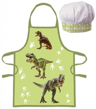 Fartuch Fartuszek Kuchenny + Czapka DINOZAURY