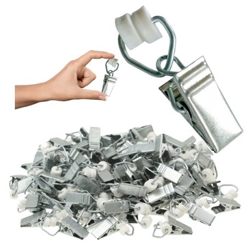 ŻABKI DO KARNISZY KARNISZA ZASŁON FIRAN FIRANEK METALOWE 100 SZTUK