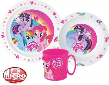 Zestaw Obiadowy Talerz Miska Kubek KUCYK PONNY MY LITLE PONY Do Jedzenia