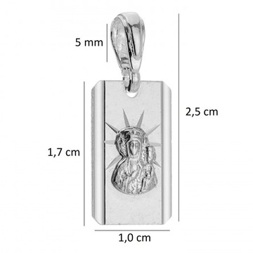 SREBRNY MEDALIK ZAWIESZKA Z MATKĄ BOSKĄ CZĘSTOCHOWSKĄ SREBRO 925 NA PREZENT