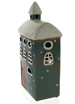 DOMEK CERAMICZNY DUŻY LAMPION ŚWIECZNIK CERAMIKA SZKLIWIONA *