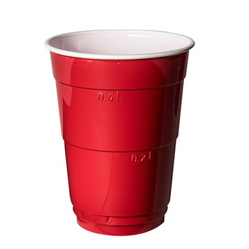Kubki czerwone plastikowe piwa American Party Cups