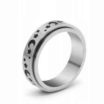 Anxiety Stainless Steel Ring Women Men Moon Fidget