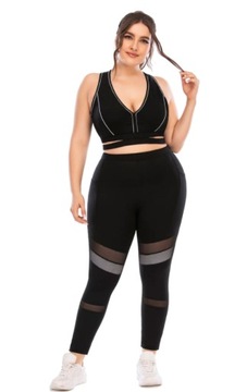 KOMPLET TOP SPODNIE LEGGINSY NA SIŁOWNIE PLUS SIZE