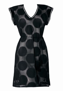 Czarna tunika plażowa | Sukienka wiązana F60/509H/ S