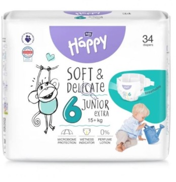 Підгузки Bella Happy Junior Extra 6 зручні, вбирні, 15+ кг