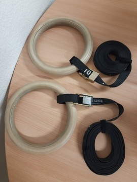 Деревянные гимнастические кольца с ремнями CClife, полный комплект.