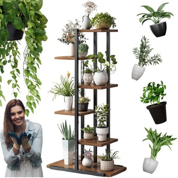 KWIETNIK STOJĄCY METALOWY CZARNY LOFT STOJAK REGAŁ NA KWIATY ROŚLINY 113CM
