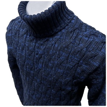 ТЕПЛЫЙ МУЖСКОЙ СВИТЕР, КРАСИВЫЙ ПЛОТНЫЙ ТЕМНО-СИНИЙ ГОЛЬФ