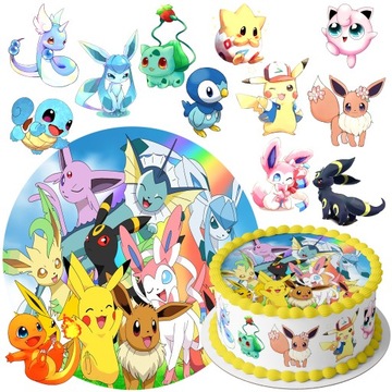 ZESTAW OPŁATEK NA TORT POKEMONY PIKACHU +12POSTACI