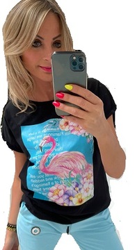 Włoska FLAMING kwiaty ptak ombre typ cocomore S/M