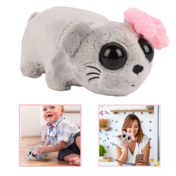SMUTNY CHOMIK ODTWARZAJĄCY DŹWIĘK Z KOKARDKĄ SAD HAMSTER PLUSZAK DZIECKO