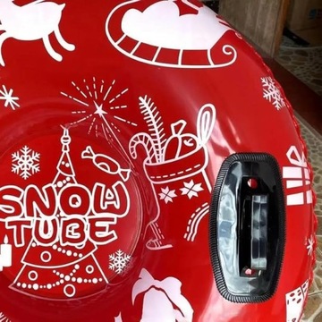 ŚLIZGACZ SANKI DMUCHANE KOŁO OPONA NA ŚNIEG PONTON 110X30CM CZERWONY ZIMA