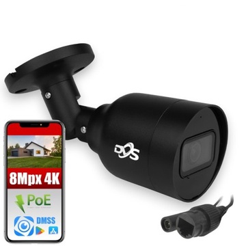 KAMERA IP 8 MPX 4K CZARNA ZEWNĘTRZNA IR30m ONVIF