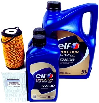 ORYGINALNY FILTR OLEJU + 7L OLEJU ELF 5W30 ESPACE V TALISMAN KADJAR 1.6 dCi