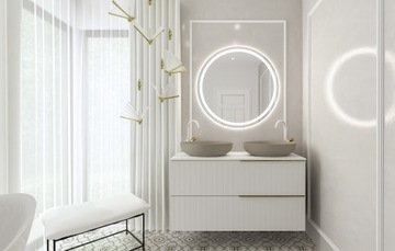 Круглое зеркало со светодиодной подсветкой, пескоструйная обработка, 100 см PALAU