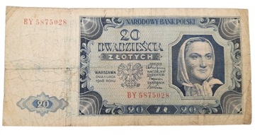 Stary Banknot kolekcjonerski Polska 20 zł 1948