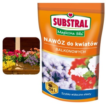 SUBSTRAL MAGICZNA SIŁA NAWÓZ DO KWIATÓW BALKONOWYCH NA BALKONIE 250G