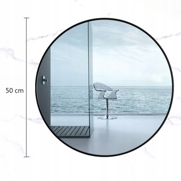 DUŻE LUSTRO OKRĄGŁE INDUSTRAILNE ŁAZIENKOWE SALON SYPIALNIA CZARNE 50CM XXL