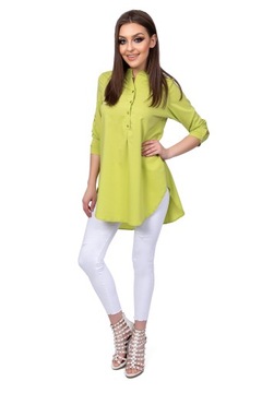 LUŹNA DŁUGA ASYMETRYCZNA KOSZULA pastele R - 46