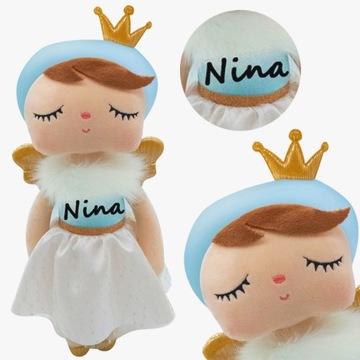 Lalka Meto Aniołek Księżniczka 33cm PERSONALIZACJA metryczka roczek chrzest