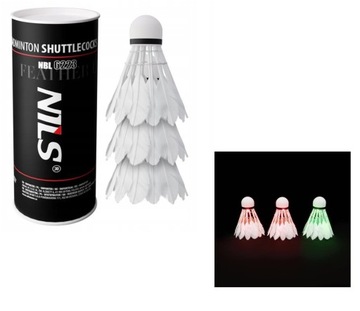 Lotki piórowe treningowe LED 3 szt. Nils NBL6223
