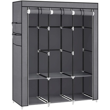 SZAFA MATERIAŁOWA WYSOKA DUŻA TEKSTYLNA GARDEROBA STELAŻ METAL 167cm XXL