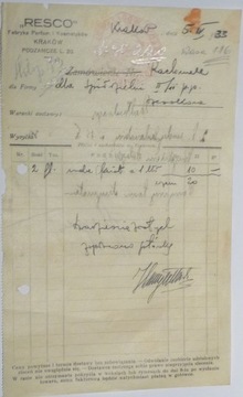 RESCO Парфюмерно-косметическая фабрика K-ÓW RACHUNEK 1933 г.