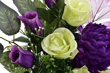 STROIK NA CMENTARZ KOMPOZYCJA NAGROBNA KOMPLET Z WKŁADEM RÓŻE CHRYZANTEMA