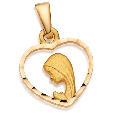 DIAMENTOWANY MEDALIK ZŁOTY MATKA BOSKA W SERCU 585