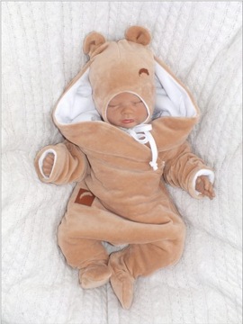 Детский бархатный зимний комбинезон, бежевый 68