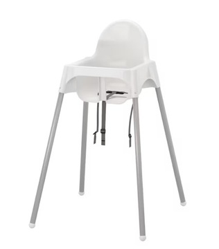IKEA ANTILOP Krzesełko do karmienia, biały/srebrny