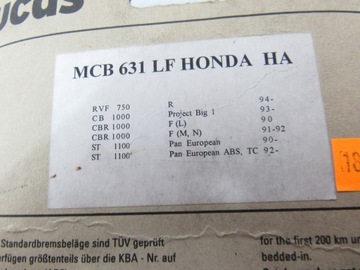 Тормозные колодки Lucas MCB631LF для Honda CBR 1000
