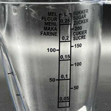 MIARKA NA PROSZEK POJEMNIK Z MIARKĄ 0,25L CUKIER MĄKA WODA KARMA