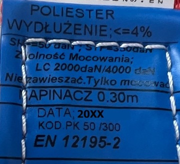 4 Pasy Transportowe Laweta Lohr Blyss Boro Trawka 75cm 4T 3m 50mm 3PKT lp1