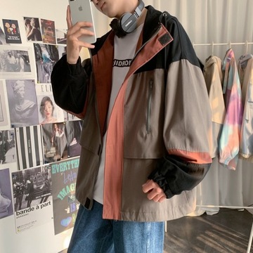 Jackets Men Outwear Patchwork Trendy Spring Coats