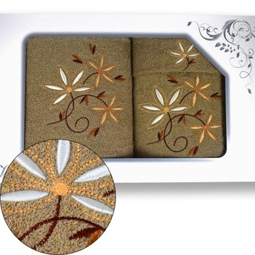 НАБОР ПОЛОТЕНЦИЙ ИЗ 3 ШТ. С ВЫШИВКОЙ ПОДАРОЧНЫЙ ХЛОПОК