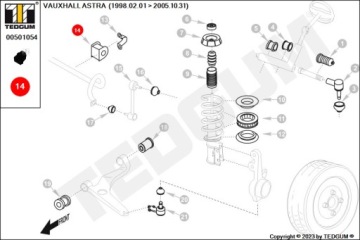 РЕЗИНОВЫЙ СТАБИЛИЗАТОР ПЕРЕДНИЙ ВНУТРЕННИЙ OPEL VAUXHALL ASTRA TIGRA