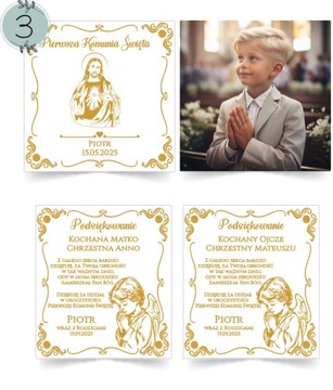 ПОД 1 Благодарность крестным ПРИЧАСТИЕ, ПОЗОЛОЧЕННАЯ коробочка с фотографией