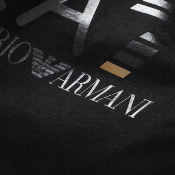 EA7 EMPORIO ARMANI KOSZULKA LONGSLEEVE - DUŻE LOGO - CZARNA - S