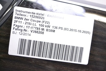 BMW 2 F22 F23 2015 BOČNÍ DÍL DESKY ROZDĚLOVACÍ
