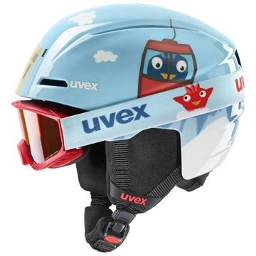 ZESTAW Dziecięcy Kask Narciarski UVEX Viti Set - 46-50cm + Gogle Speedy Pro